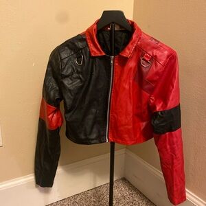 Stylish Red and Black Leather Jacket